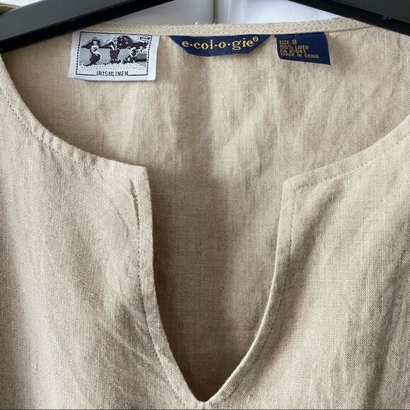 100% Irish Linen 3/4 Sleeve Pullover Top by E.col.o.gie Size 8 - Picture 6 of 6